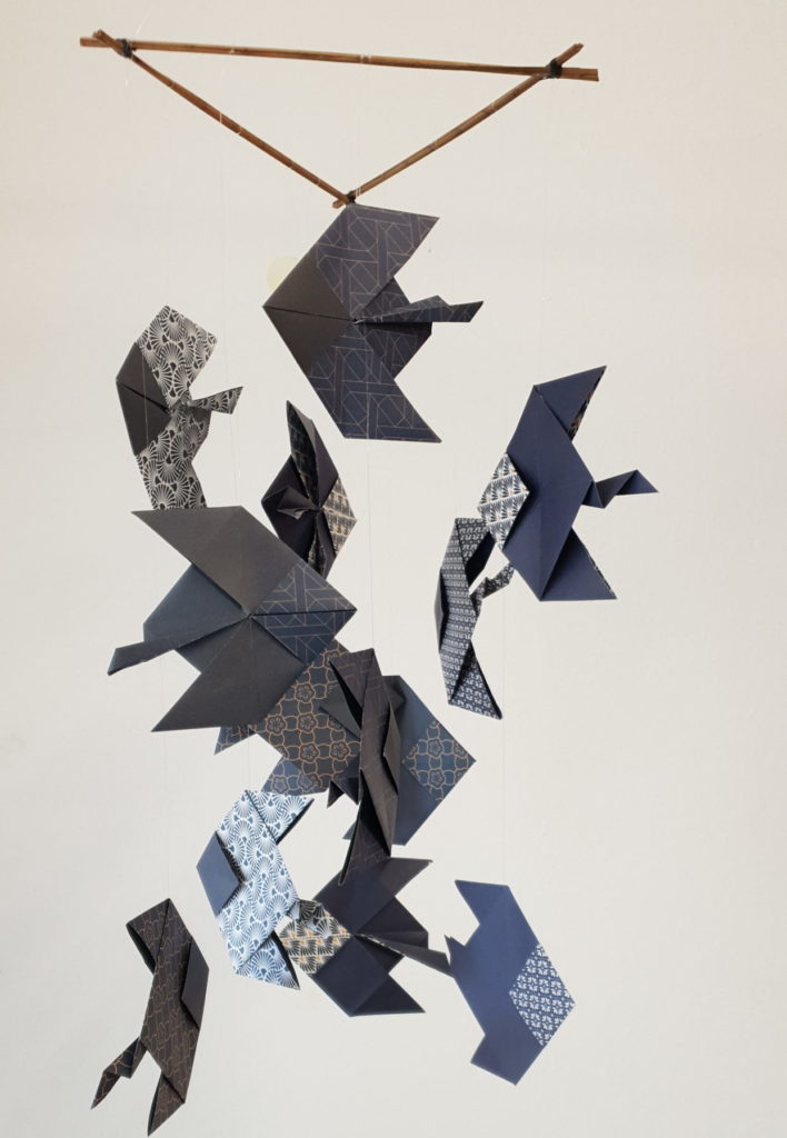 Mobile origami, poissons
